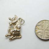 Sterling Silver Cartoon Laughing Cow Charm Pendant Vintage c1970