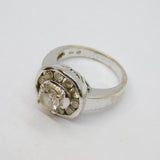 Sterling Silver White Spinel Studio Style Cluster Ring Vintage c1990 Size N 1/2