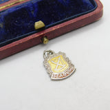 Sterling Silver and Enamel Seaburn Travel Shield Charm Pendant Vintage c1970