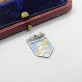 Sterling Silver and Enamel Travel Shield 'Perranporth' Charm Vintage c1970