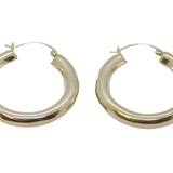 Pair of Sterling Silver Large Round Hoop Huggie Earrings Vintage c1970