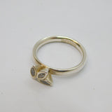 Sterling Silver Hans Nygaard 3 White Topaz Leaf Ring Vintage c1990 Size N 1/2