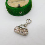 Sterling Silver Paste Set Handbag Charm Pendant Vintage c1970