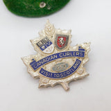 Sterling Silver Enamel 'Canadian Curlers Visit to Scotland' Brooch Vintage 1950