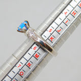 Sterling Silver Simulated Blue Opal & CZ Dress Ring Vintage c1990 Size L