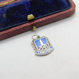 Sterling Silver and Enamel Lands End Travel Shield Charm Pendant Vintage c1970
