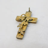 Victorian Sterling Silver Gilt Floral Cross Charm Pendant Antique 1896