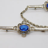 Art Deco Sterling Silver Blue Paste Three-Part Brooch Antique c1920s