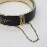 19th Century German Sterling Silver & Black Enamel Mourning Bangle Antique