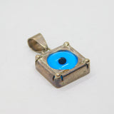 Sterling Silver Glass 'Evil Eye' Protection Symbol Studio Pendant Vintage c1970s