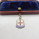 Sterling Silver & Enamel London Shield Charm Pendant Vintage c1970