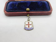 Sterling Silver & Enamel London Shield Charm Pendant Vintage c1970