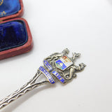 Sterling Silver & Enamel Picture Bowl Belfast Crest Spoon 1931 Birmingham