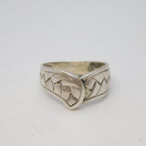 Mexican Sterling Silver Snakeskin Style Crossover Ring Vintage c1970