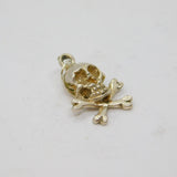 Sterling Silver Skull & Crossbones Charm Pendant Vintage c1970s