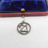 Sterling Silver 21st Birthday Charm Pendant Vintage c1970