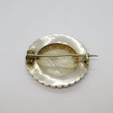 Sterling Silver Art Deco Fern Pattern Round Sweetheart Brooch Antique c1920