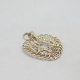 Sterling Silver Heart & Star Of David Patterned Charm Pendant Vintage c1970