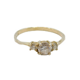 Sterling Silver Three Stone CZ Engagement Band Ring Modern c1990 Size O 1/2
