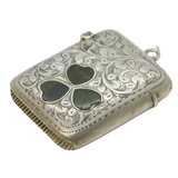Edwardian Sterling Silver Connemara Marble Vesta Case Antique 1902 Birmingham