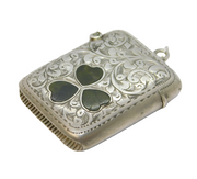Edwardian Sterling Silver Connemara Marble Vesta Case Antique 1902 Birmingham