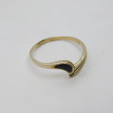 Sterling Silver Black Enamel Twist Front Dress Ring Vintage c1970 Size M 1/2