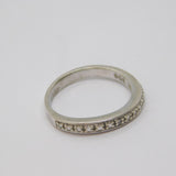 Sterling Silver Diamond Sweetheart Half Eternity Band Ring Vintage c1970 Size L