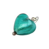 Sterling Silver Murano Glass Heart Charm Pendant Vintage c1970s