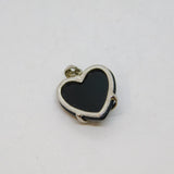 Sterling Silver Black Onyx Stylised Heart Pendant Contemporary c2000s