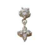 Sterling Silver Paste Set Floral Drop Charm Pendant Vintage c1970s