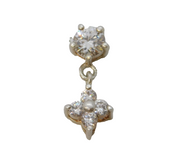 Sterling Silver Paste Set Floral Drop Charm Pendant Vintage c1970s