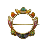 Victorian 800 Silver Gilt Micro-Mosaic Floral Portrait Brooch Antique c1880s
