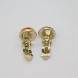 Pair of Sterling Silver Round Baltic Amber Clip-On Earrings Vintage c1970