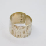 Sterling Silver Wide Bark Pattern Open Band Dress Ring Vintage c1970 Size K 1/2