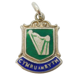 Sterling Silver Enamel Cymru Am Byth Charm Pendant Vintage c1970s