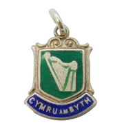 Sterling Silver Enamel Cymru Am Byth Charm Pendant Vintage c1970s