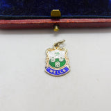 Sterling Silver and Enamel Wells Travel Shield Charm Pendant Vintage c1970