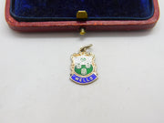 Sterling Silver and Enamel Wells Travel Shield Charm Pendant Vintage c1970