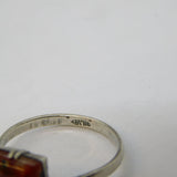 Sterling Silver & Moss Agate Set Dress Ring Vintage c1960s