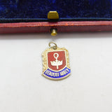Sterling Silver and Enamel Beaulieu Abbey Shield Charm Pendant Vintage c1970