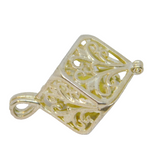 Sterling Silver Filigree Opening Box With Bead Charm Pendant Vintage c1970