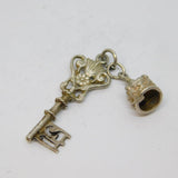 Sterling Silver '21' Age Key & Crown Charm Pendant Vintage c1970