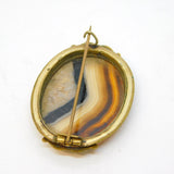 Victorian Rolled Gold Mounted Banded Agate Dress Brooch Antique c1880