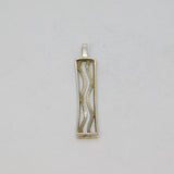Sterling Silver Wavy Parallel Lines Oblong Drop Pendant Modern c2000s
