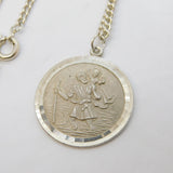 Sterling Silver St Christopher Travel Pendant Necklace Vintage c1970s