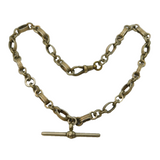 19th Century White Metal Floral Pattern Cable Link Watch Chain Antique c1880s