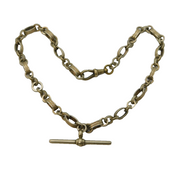 19th Century White Metal Floral Pattern Cable Link Watch Chain Antique c1880s