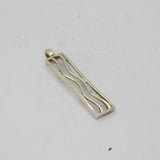 Sterling Silver Wavy Parallel Lines Oblong Drop Pendant Modern c2000s