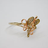 Sterling Silver Yellow & Rose Gold Gilt Butterfly Ring Vintage c2000 Size M 1/2