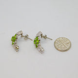Pair of Sterling Silver Peridot Cluster & Spinel Stud Earrings Modern c1990